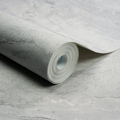 Grandeco Tallab Marble Stone Effect Textured Wallpaper, Grey