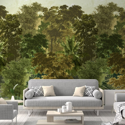 Grandeco Tapestry Jungle Forest Trees 3 lane repeatable wallpaper Mural ...