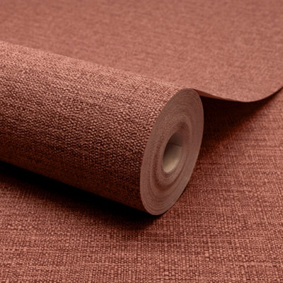 Grandeco Telma Slubbed Fabric Hessian Textured Luxury Wallpaper Chilli Red
