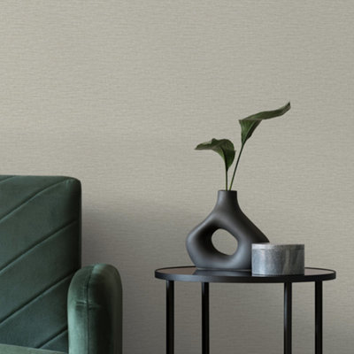 Grandeco Telma Slubbed Fabric Hessian Textured Luxury Wallpaper, Griege