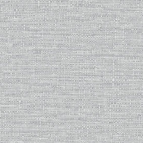 Grandeco Telma Slubbed Fabric Hessian Textured Luxury Wallpaper Light Grey