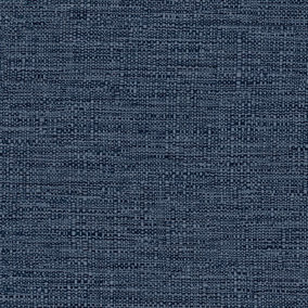 Grandeco Telma Slubbed Fabric Hessian Textured Luxury Wallpaper Navy blue