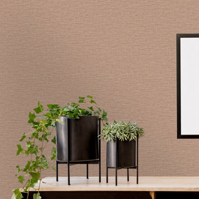 Grandeco Telma Slubbed Fabric Hessian Textured Luxury Wallpaper, Pink