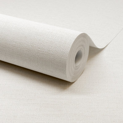 Grandeco Telma Slubbed Fabric Hessian Textured Luxury Wallpaper, White