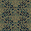 Grandeco Textured Distressed Damask Trellis Wallpaper Teal / Gold