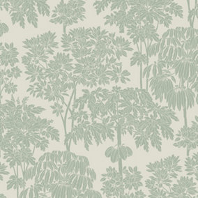 Grandeco Tonal Trees Toile Landscape Textured Wallpaper,  Sage Green