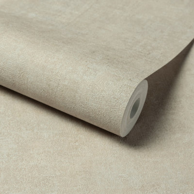 Grandeco Trenato Rustic Plaster Effect Textured Wallpaper, Beige