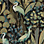 Grandeco Tropical Crane Black Textured Wallpaper