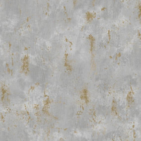 Grandeco Urban Texture Grey Wallpaper Metallic Gold Effect Modern Paste The Wall