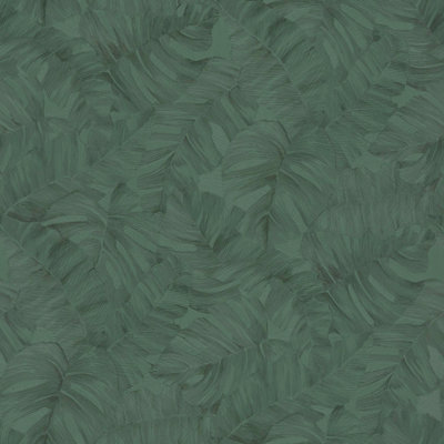Grandeco Vanavara Monstera Leaf Textured Wallpaper, Green