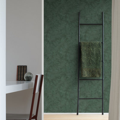 Grandeco Vanavara Monstera Leaf Textured Wallpaper, Green
