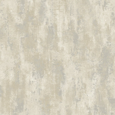 Grandeco Venetian Distressed Plaster Blown Vinyl Wallpaper, Greige