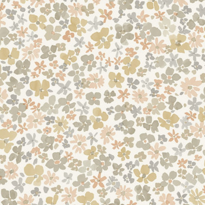 Grandeco Veronica Ditsy Daisy Floral Nursery Textured Wallpaper, Ochre Beige