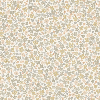 Grandeco Veronica Ditsy Daisy Floral Nursery Textured Wallpaper, Ochre Beige