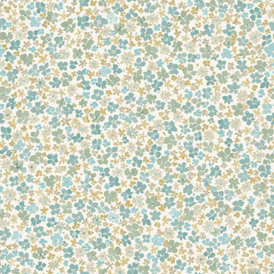 Grandeco Veronica Ditsy Daisy Floral Nursery Textured Wallpaper, Teal Green