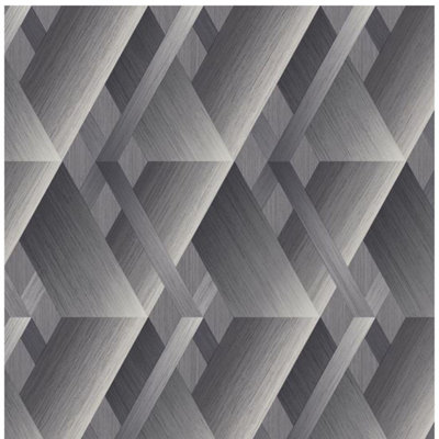 Grandeco Wanderlust Geometric Grey Pattern Feature Wall Paste The Wall Wallpaper