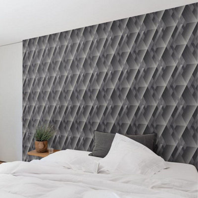 Grandeco Wanderlust Geometric Grey Pattern Feature Wall Paste The Wall ...