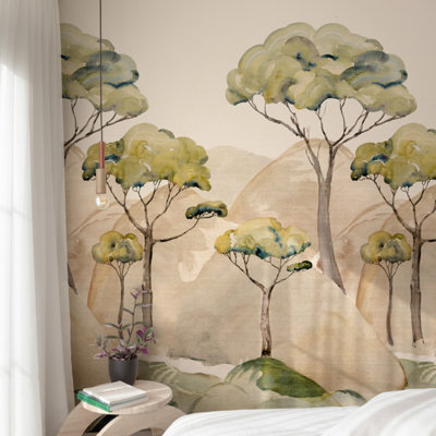 Grandeco Watercolour Ravello Trees Mountain Landscape 3 panel ...