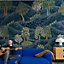 Grandeco Whimsy Landscape Scene 3 lane repeatable wallpaper Mural, 2.8 x 1.59m, Navy