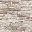 Grandeco Whitewashed Battersea Brick Industrial Textured Wallpaper