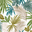 Grandeco Wild Palm Green Teal & Copper Metallic Textured Wallpaper
