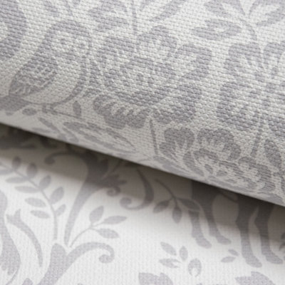 Grandeco Woodland Animals Damask Nursery Textured Wallpaper Grey