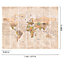 Grandeco World Map 7 Lane Mural Textured Mural,  2.8 x 3.71m, Multi Neutral