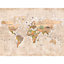 Grandeco World Map 7 Lane Mural Textured Mural,  2.8 x 3.71m, Multi Neutral