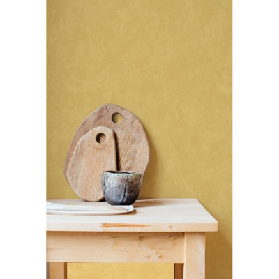 Grandeco Yellow Wallpaper Textured Contemporary Distressed Paste The Wall Vinyl