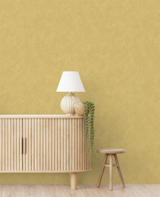 Grandeco Yellow Wallpaper Textured Contemporary Distressed Paste The Wall Vinyl