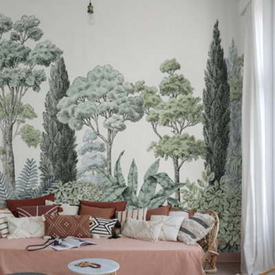 Grandeco Zarautz Botanical Trees 7 Lane Textured Repeatable Mural, 3.71 ...