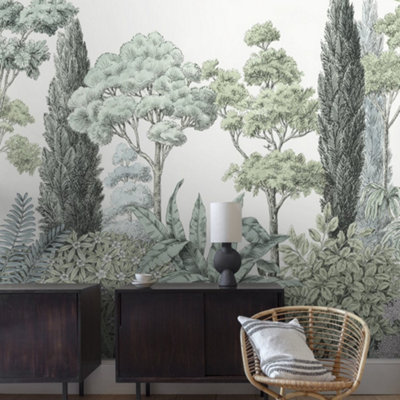 Grandeco Zarautz Botanical Trees 7 Lane Textured Repeatable Mural, 3.71 ...