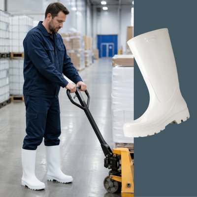 Grander Z White PVC Work Wellingtons OB Classification EU43