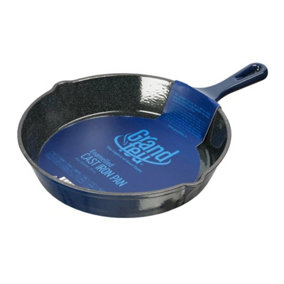 Grandfeu Blue Enamelled Cast Iron Frying Pan 25cm  Versatile and Stylish Cookware for Grills, Ovens, and More