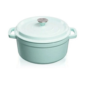 Grandfeu Light Blue Cast Iron Pot, 4.7L - Stylish & Durable, Ideal for Cooking and Baking