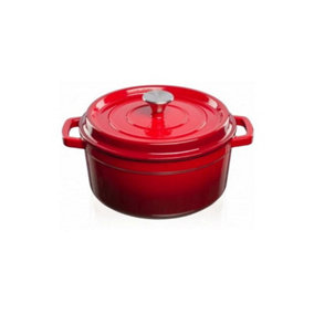 Grandfeu Red Cast Iron Pot, 3.5L with Lid - Stylish and Durable Kitchen Essential