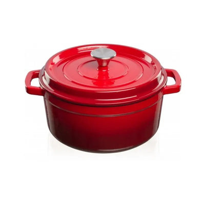 Grandfeu Red Cast Iron Pot, 4.7L - Stylish and Durable Cookware for Culinary Excellence