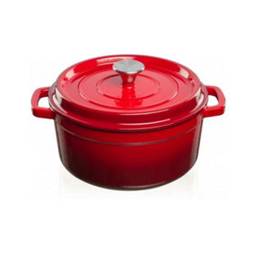 Grandfeu Red Cast Iron Pot, 4.7L - Stylish and Durable Cookware for Culinary Excellence