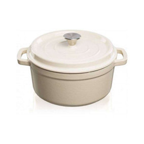 Grandfeu White Cast Iron Pot, 3.5L - Stylish Minimalist Design with Lid for Versatile Cooking