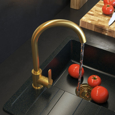 Granitan Kitchen Tap Prestige Plus Rounded Spout Brushed Gold 1pc