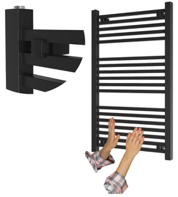 Granitan Towel Radiator Bergen 100x60cm Black Ladder Design Bathroom ...