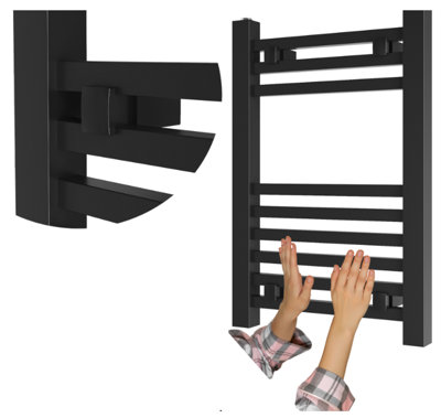 Granitan Towel Radiator Bergen 60x40cm Black Ladder Design Bathroom ...