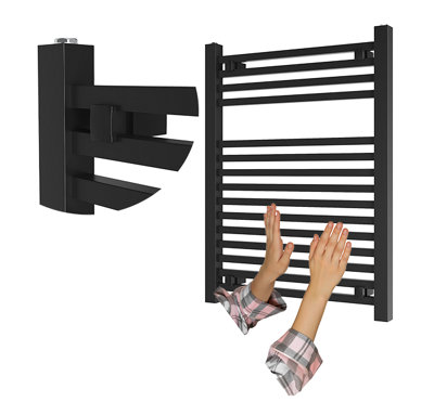 Granitan Towel Radiator Bergen 80x60cm Black Ladder Design Bathroom ...