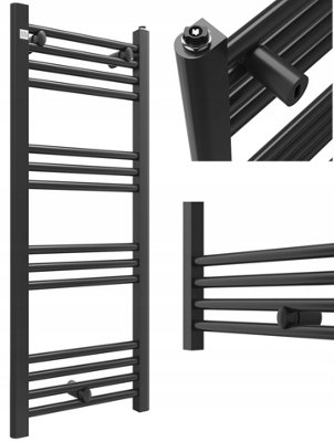 Granitan Towel Radiator Puerto 100x40cm Black Ladder Design Bathroom ...