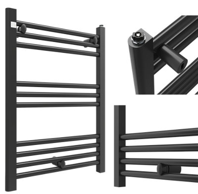 Granitan Towel Radiator Puerto 70x50cm Black Ladder Design Bathroom ...
