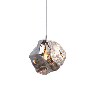 Granite Chrome Metallic Glass Modern contemporary 1 light Ceiling Pendant