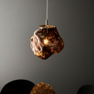 Granite Copper Metallic Glass Modern contemporary 1 light Ceiling Pendant