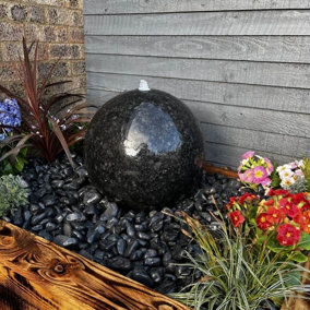 Granite Polished Sphere 40cm Natural Stone Solar Water Feature