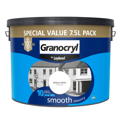 Granocryl Smooth Masonry Paint Brilliant White 7.5L | DIY At B&Q