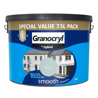 Granocryl Smooth Masonry Paint Grey Skies 7.5L DIY at B&Q